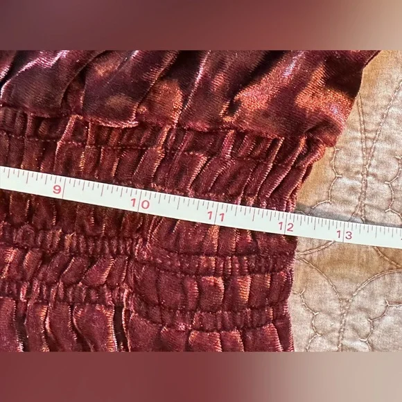 Belle by Kim Gravel Red Ruched Long Sleeve Gown - Picture 5 of 13